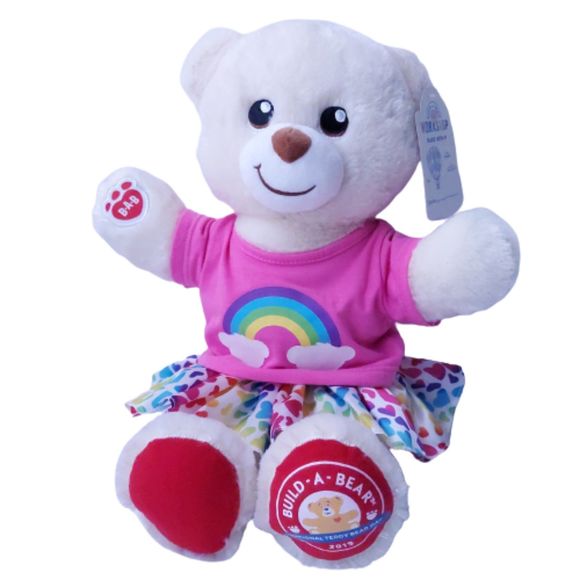 Build a Bear Workshop National Teddy Bear Day 2019 Bear with Rainbow Shirt - Picture 1 of 12